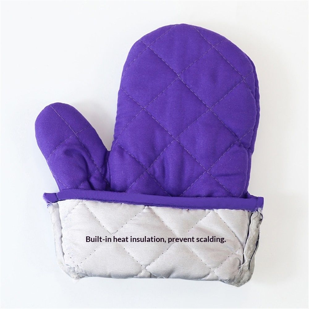 Professional Heat Resistance Kitchen Cotton Oven Gloves for Grilling Cooking Microwave BBQ Baking, 2-Pack with Soft Inner Lining (Purple) โ image 4