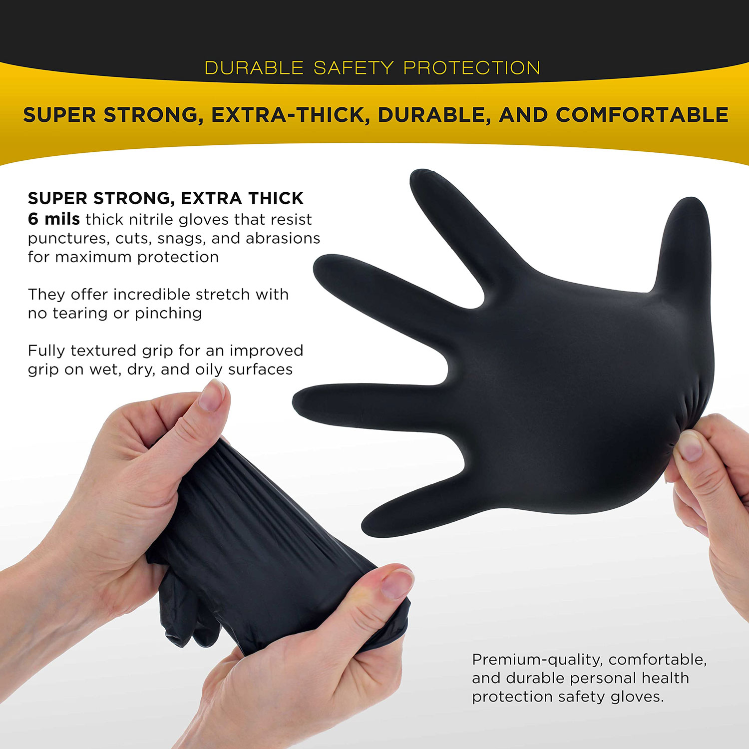 100x Nitrile Black Industrial Mechanic Tattoo Food Disposable Gloves Medium — image 5