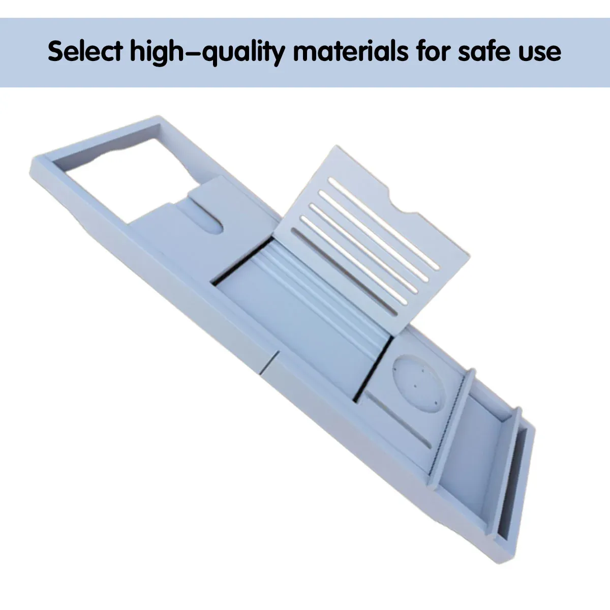 Retractable Bathtub Shelf Multifunctional Bath Rack With Phone Tablet Holder — image 4