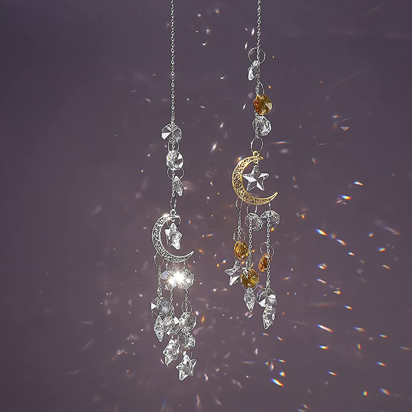 Colorful Crystals Suncatcher, 2PCS Hanging Metal Chain Sun Catcher Decorations, Ornaments for Gardens Windows Home Party — image 3