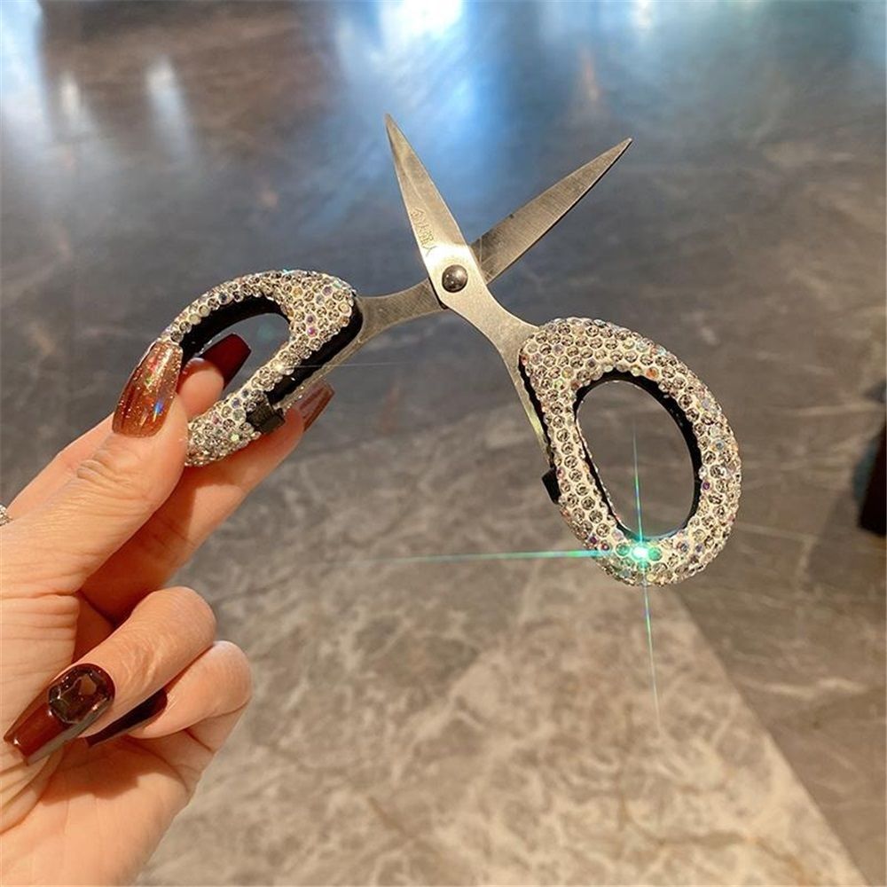 2pcs Glittering scissors - stainless steel cute white scissors sharp blade Paper Cuttings tool, suitable for school, family and handicraft โ image 3