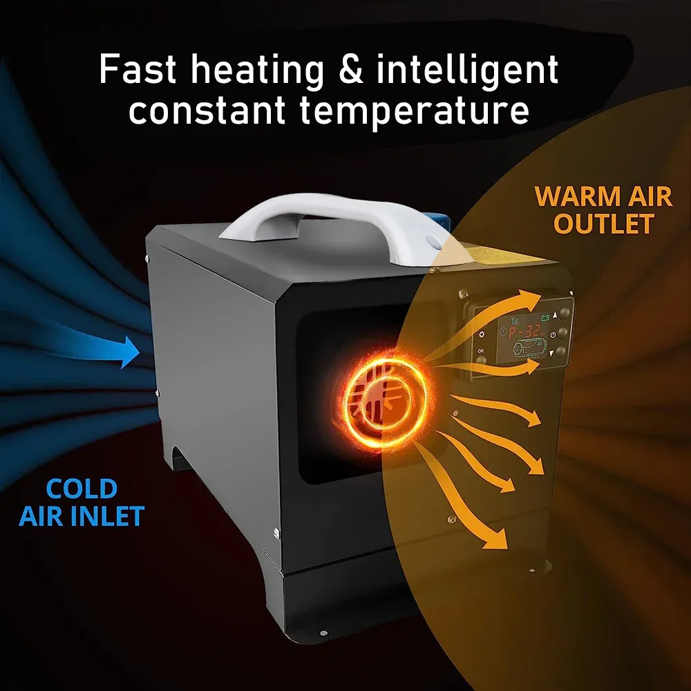 Diesel Air Heater 12V 8KW Tank Portable Heater Thermostat With Remote Control and LCD Display for Car Truck Boat RV Campers Caravan Motorhome — image 6