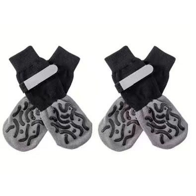 Cotton Dog Socks Striped Jacquard Pet Footwear Black + yellow caterpillar [premium storage bag] S small size 5.5*14cm [recommended within 5-10kg — image 6