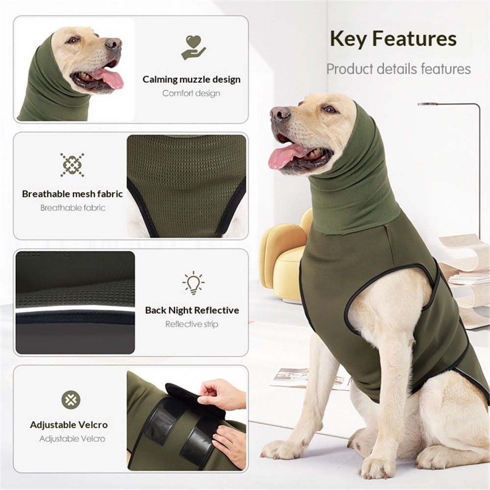 Dog Anxiety Jacket, Dog Shirt with Turtleneck, Breathable Calming Vest, Indoor and Outdoor Separated Pet Jacket (outdoor Green, Small) — image 2