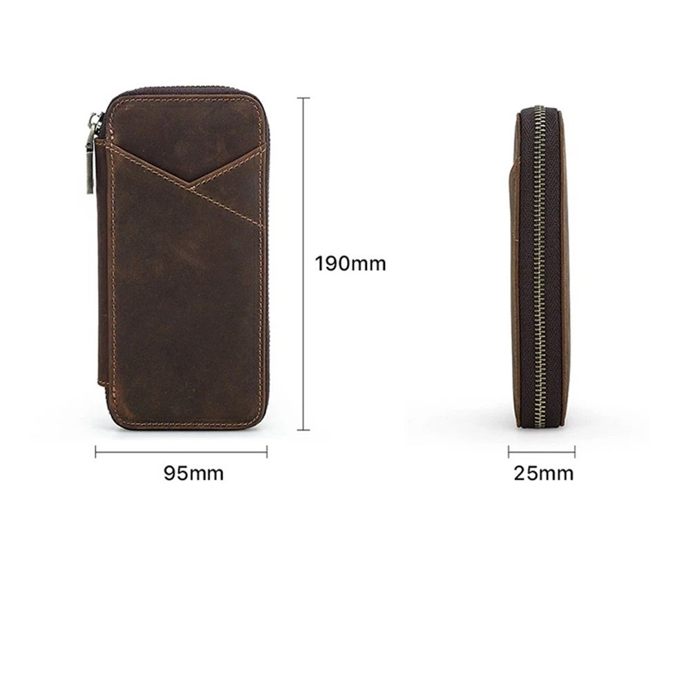 Top Grain Genuine Leather 4 Fountain Pen/Pencil Case Pouch, Handmade Minimalist Design, Zipper Closure with Multi-Function & Slots, Gift Choice for — image 4