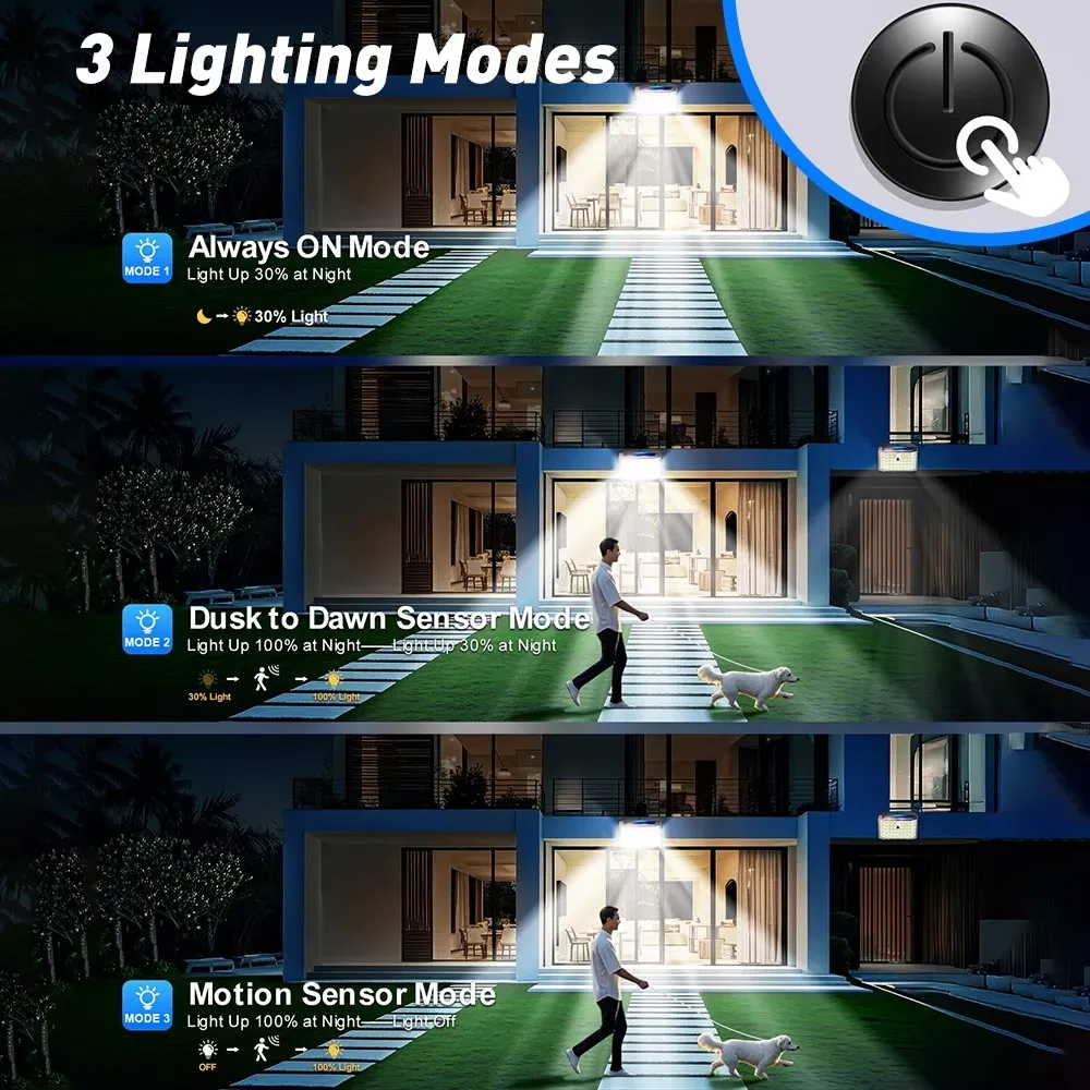 6 Pack Black Solar Motion Sensor Lights Outdoor Security Lamp 2000LM IP65 โ image 2