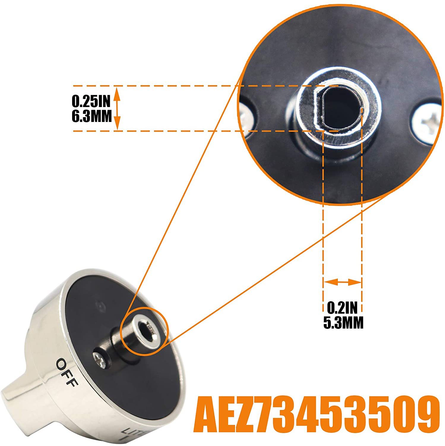 2 Pcs Silver AEZ73453509 Oven Stove Knob Assembly - Stainless Steel Replacement for AEZ72909008, Easy Install & Durable Upgrade โ image 3