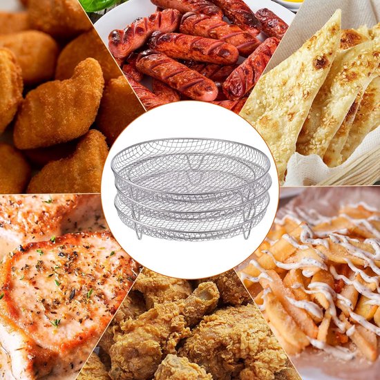 Multi-layer air fryer rack (3 round layers) - Air fryer baking pan - Air fryer grid - 304 stainless steel - Safe to use in air fryers, steam ovens, regular โ image 4
