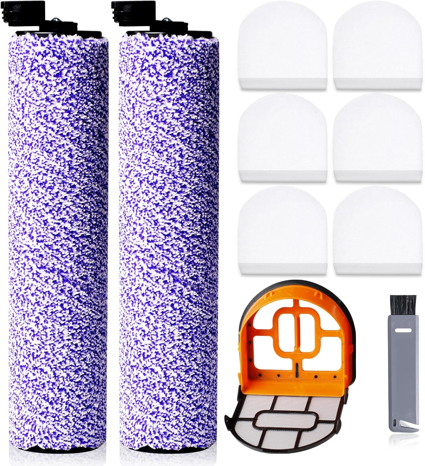 9 Pack Replacement Roller Brush and Foam Filters Kit Compatible with Shark WD101,AW302,WD201, WD161 WD261 AW261 Hydrovac XL 3-in-1 Vacuum Cleaner, Cordless Pro