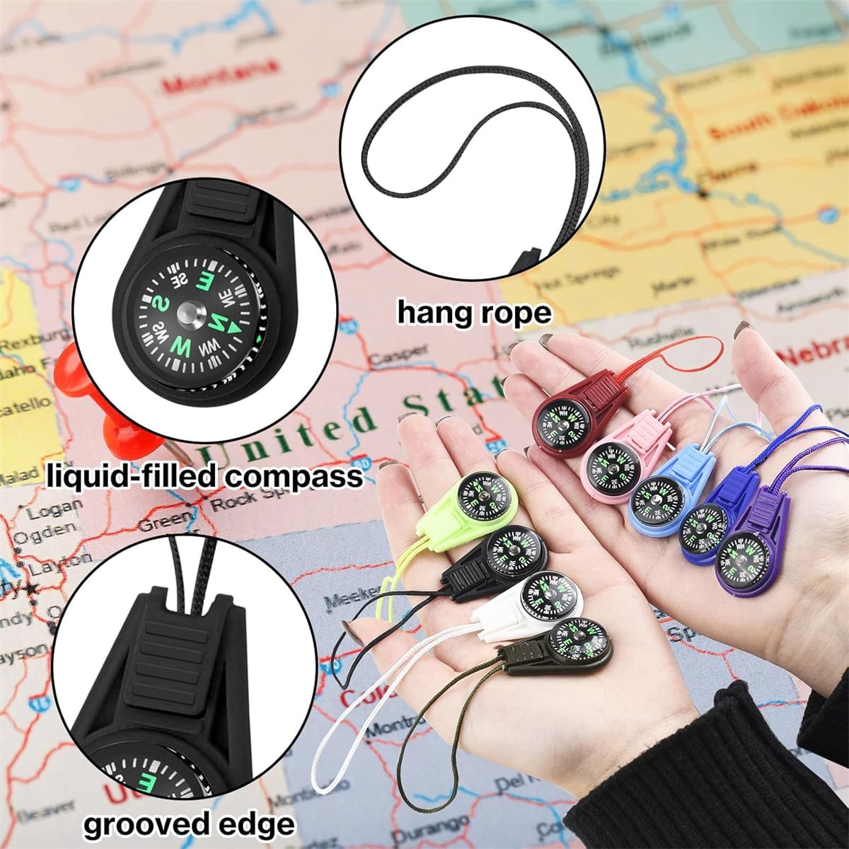 25Pcs Compass for Kids Bulk,Multi-Color Mini Survival Compass,Outdoor Pocket Compass,Mini Compass Keychain Bulk for Hiking Survival Kits Watchband Bracelet — image 4