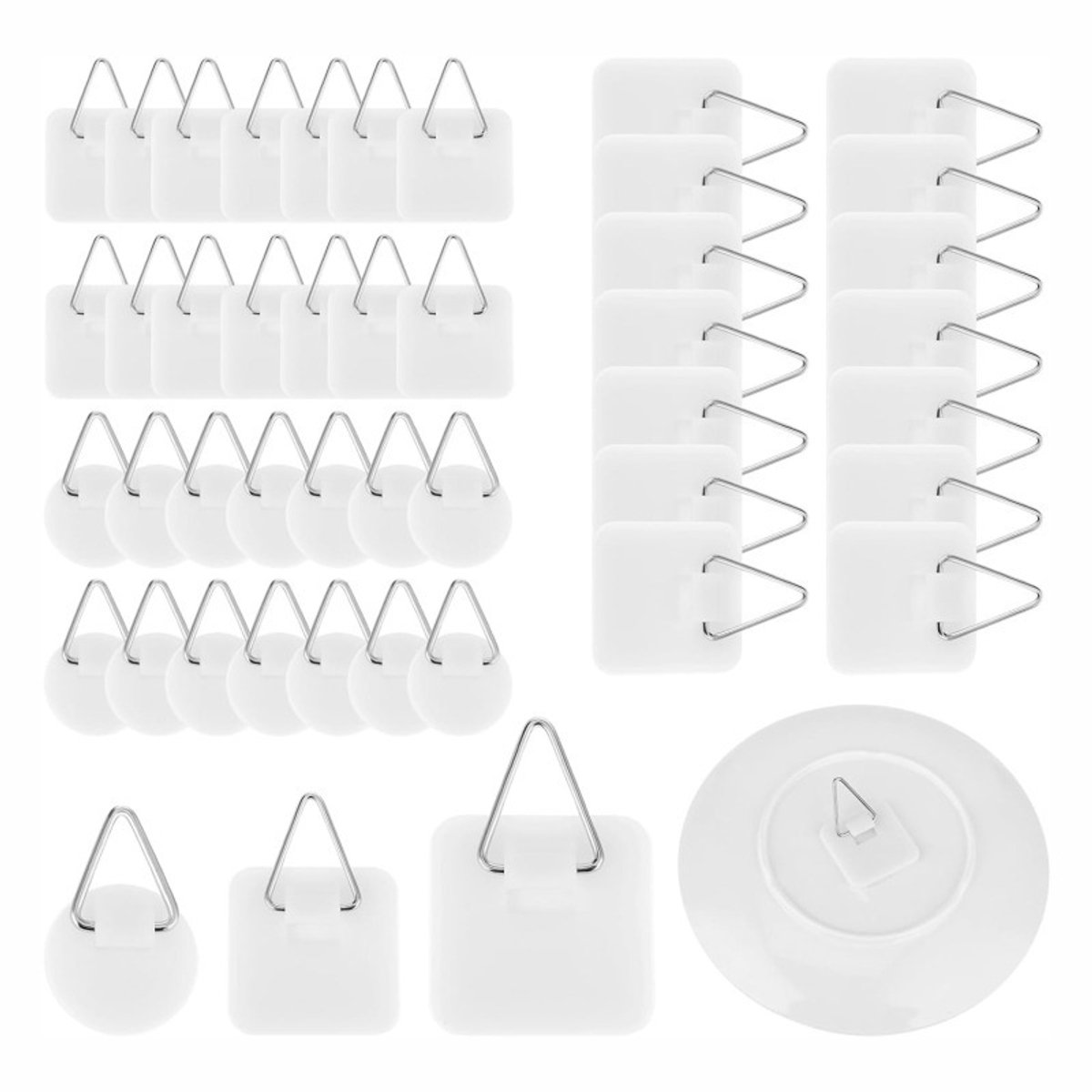 Self-adhesive hooks - Set of 45 - 3 sizes - 5 kg Load capacity - Adhesive hooks - Wall Picture hangers - Picture hanging hooks - For displaying โ image 5