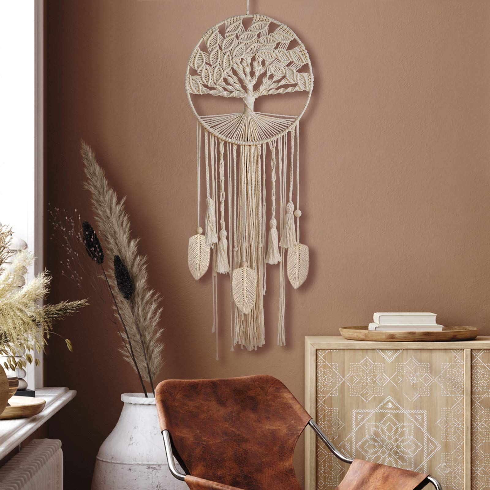 Wall Hanging Large Dreamcatcher Woven Boho Dream Catchers for Home Bedroom Nursery Wedding Decor (Feather) — image 2