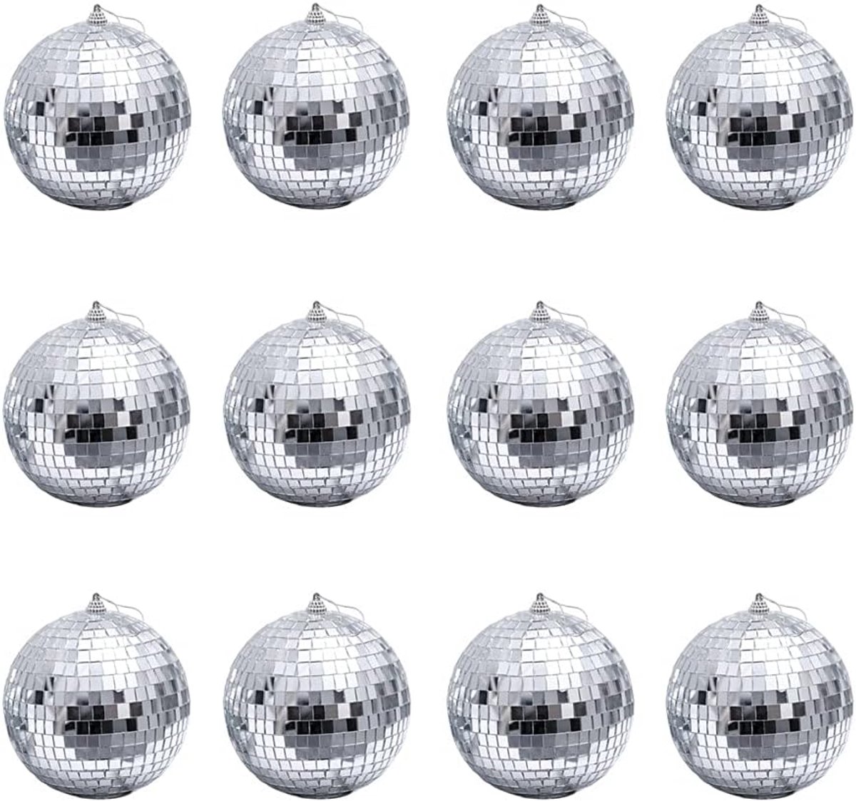 12 1.2-inch silver mirrored disco ball Christmas tree ornaments - suitable for family parties, Christmas decorations for weddings - create light effects