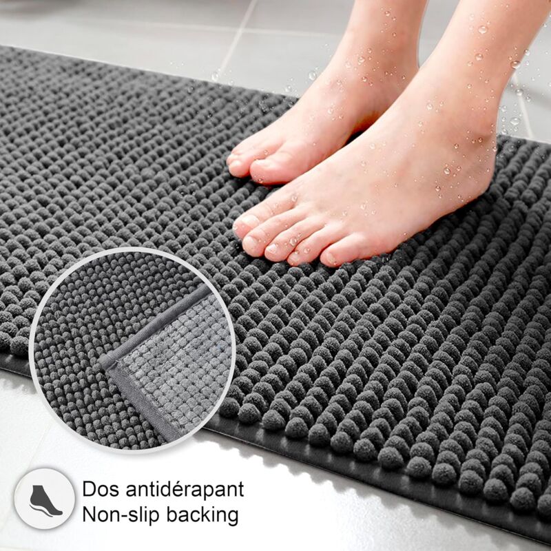 Non-Slip Chenille Bath Mat Super Absorbent And Machine Washableable For Bathroom, Shower, Bathtub Or As A Toilet Mat — image 4