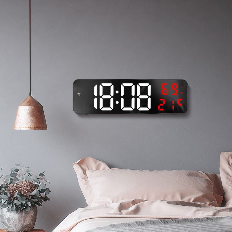 Mirror Large Digital LED Clock Home Electronic Alarm Clock Large Screen Plug in Clock Wall Mounted White and Red — image 5