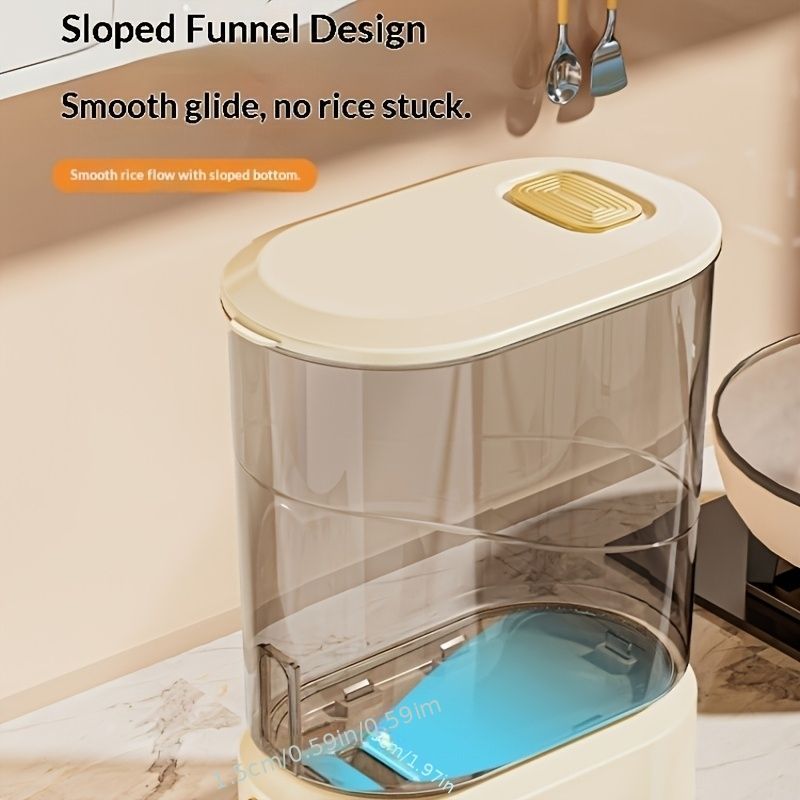 large capacity rice dispenser, measuring cup, time scale, plastic grain storage container, sealed food storage, insect proof food storage, moisture proof food — image 6