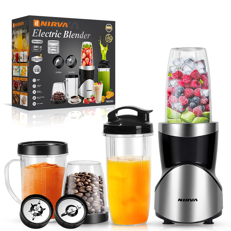 Professional Multifunctional Juicer with 4 Cups & 2 Blade Heads - 1.5L Large Capacity & 380W High Power Blender, Grinder & Smoothie Maker — image 5