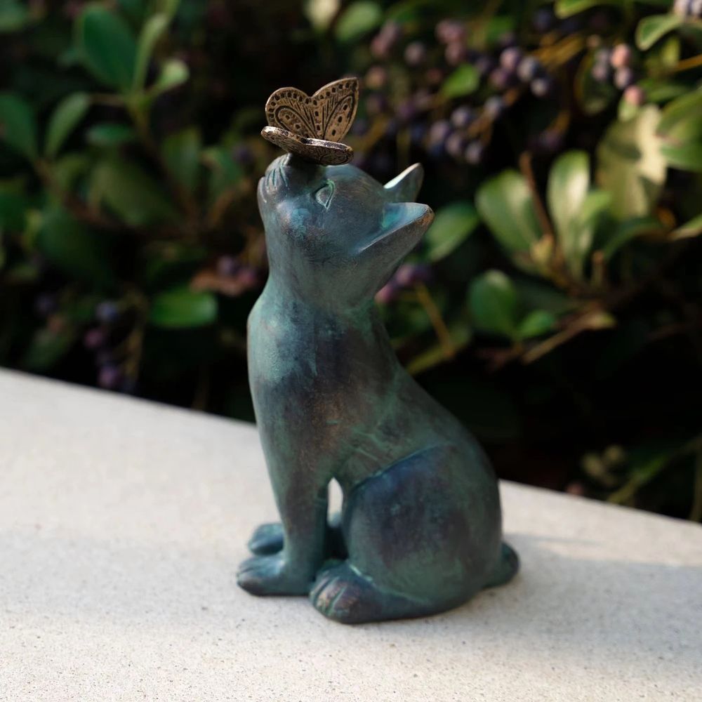 Cat Memorial Figurine with Butterfly Resin ornaments and cute decorations - Cat Statue Pet Memorial Gifts — image 3