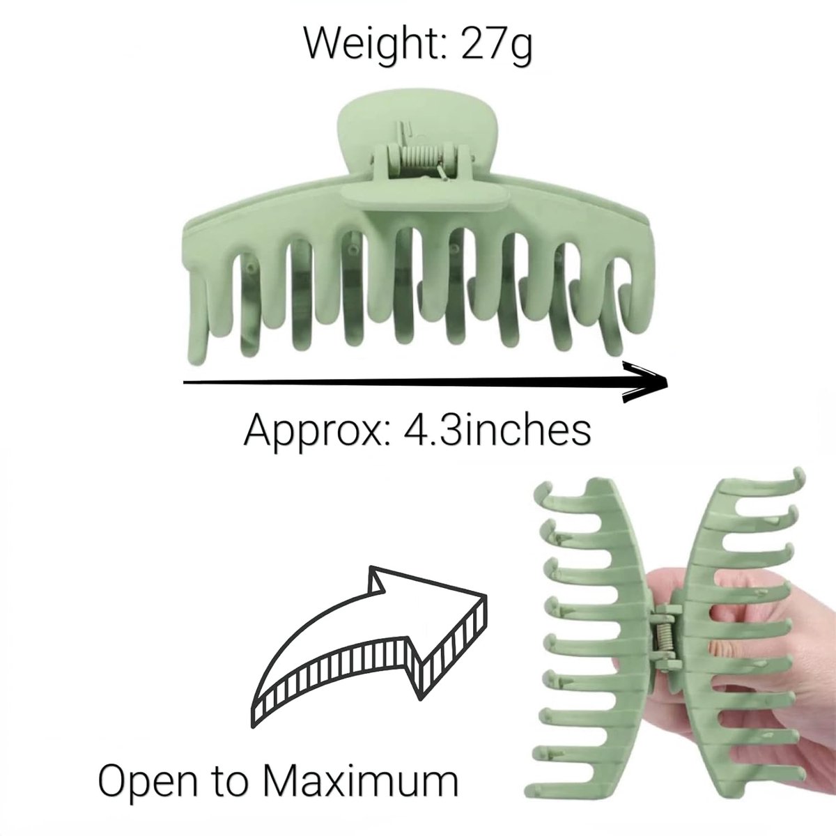 8 Pieces Rectangular Hair Grips 4.3 Inch - Anti-Slip - For Thick & Thin Hair — image 2