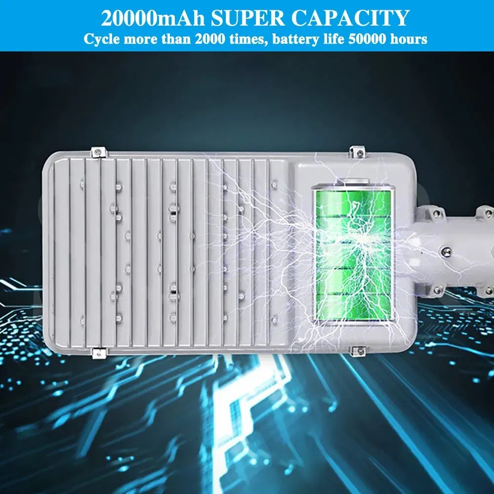 Solar LED Street Light Black Waterproof Outdoor Flood Lamp with Remote Control — image 6