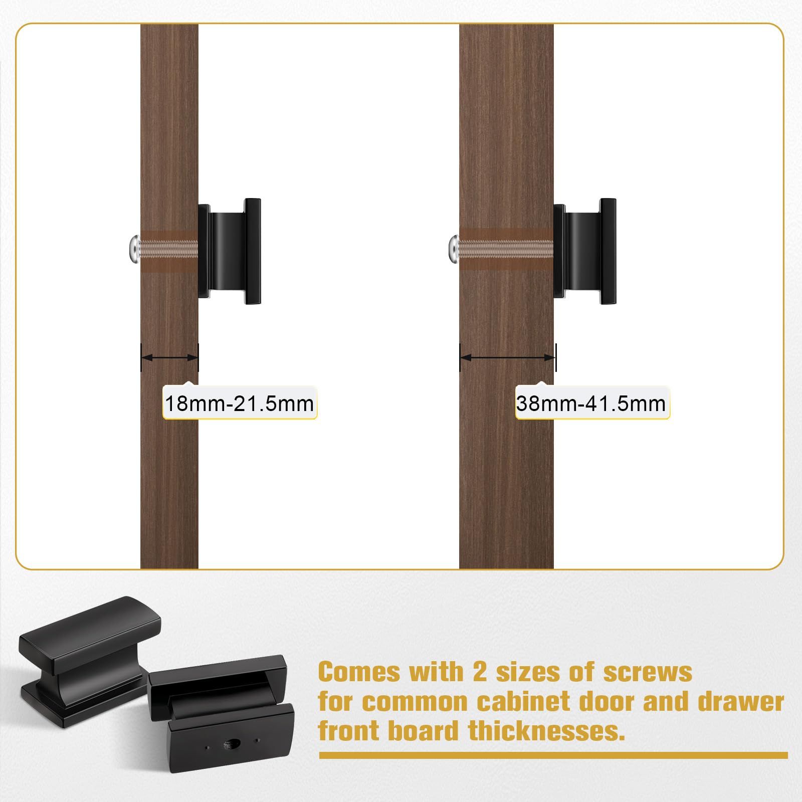 2Pack Square Kitchen Cabinet Handles Rectangle Matte Black Cabinet Knobs, Solid Drawer Knobs Bathroom Dresser Knobs — image 5