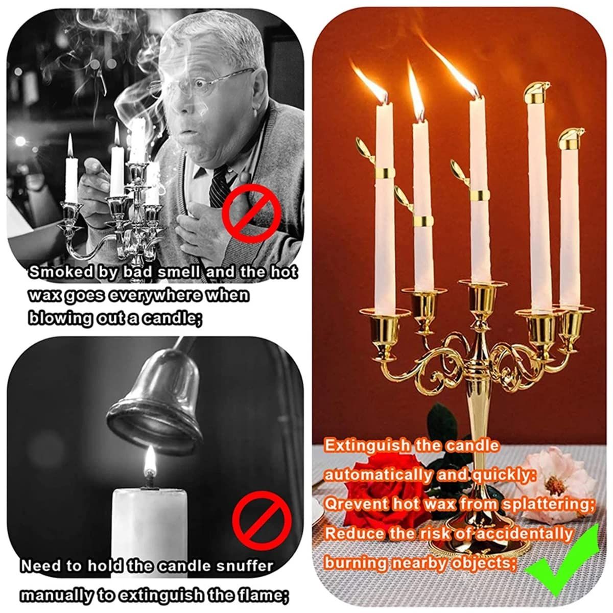 2 pcs Automatic Fire Extinguishing Candle Snuffer Extinguisher Clip On, Candle Safety Guard, Wick Flame Snuffer โ image 4