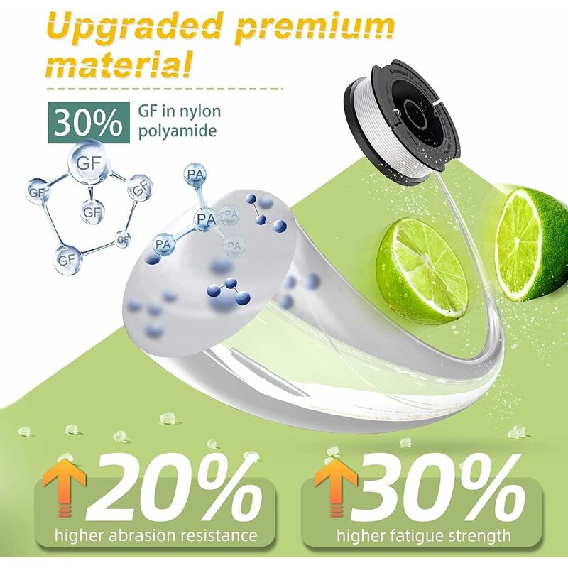 Black & Decker Trimmer Replacement Spools - 6 Pieces of 1.65mm Line, 10m Each, Includes Extra Spring & Cap โ image 2