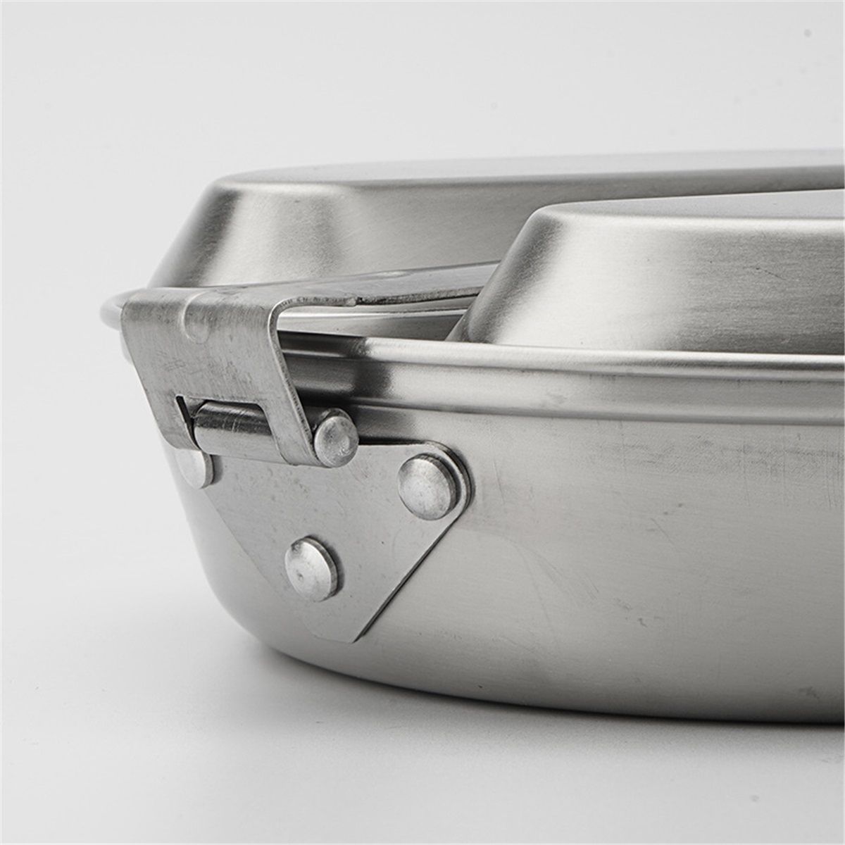 304 Stainless Steel Mess Kit Plate Set Type Outdoor Camping Hiking Picnic BBQ Beach,Stainless Steel Camping Lunch Box with Handle โ image 3