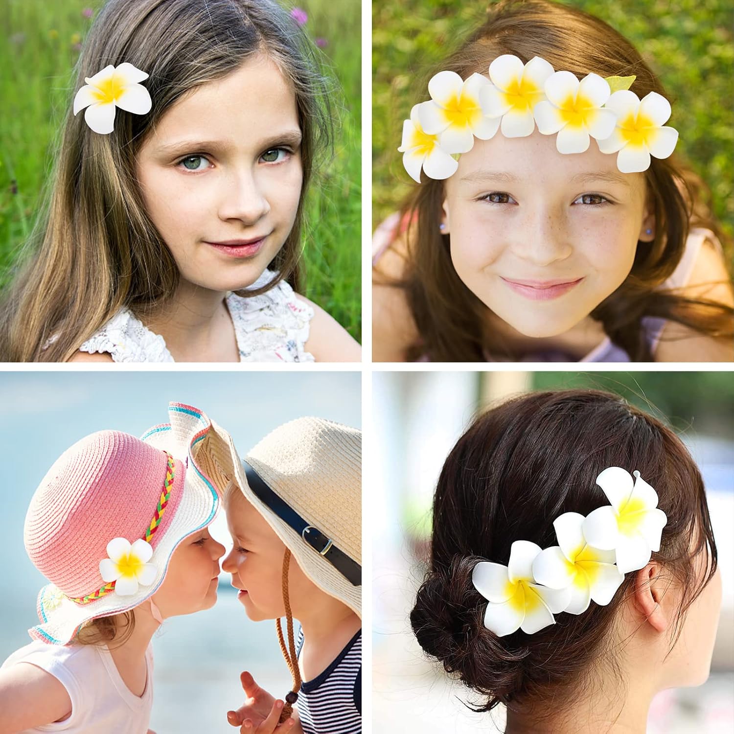 50PCS 2.7" Foam Plumeria Flower Heads, Tropical Artificial Hawaiian Frangipani for Hair Hat Wreath, DIY Crafts, Spring Wedding Decor — image 3