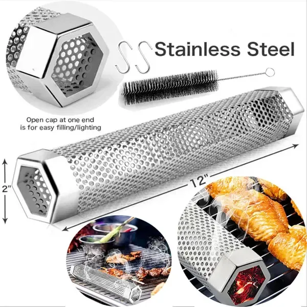 30 cm Pellet Smoker Tube, 304 Stainless Steel BBQ Wood Chip Box for Hot and Cold Smoking on Gas and Charcoal Grills — image 2