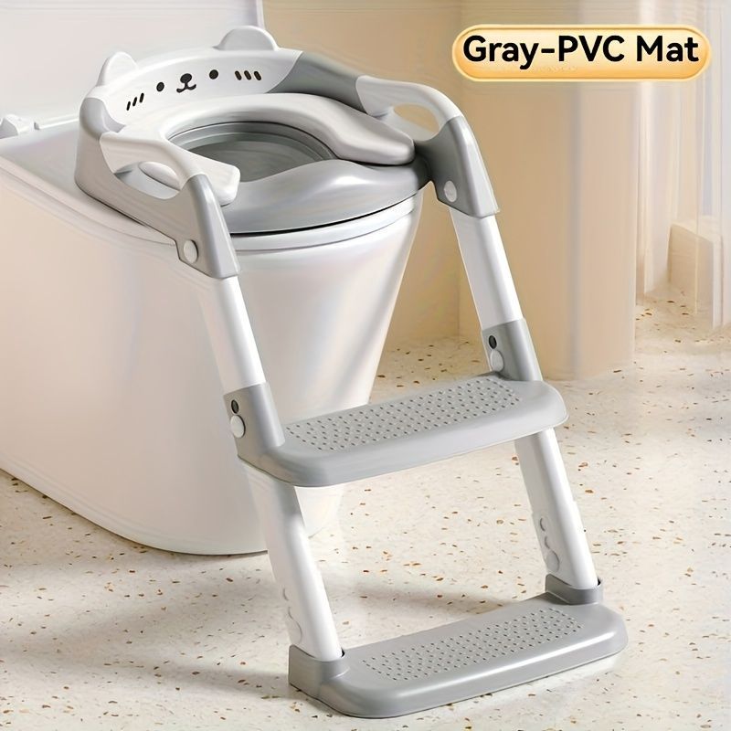 children's toilet trainer, toilet assistance ladder, portable toilet seat, PVC cushion, foldable design, anti-slip, splash-proof, potty training seat, toddler โ image 2