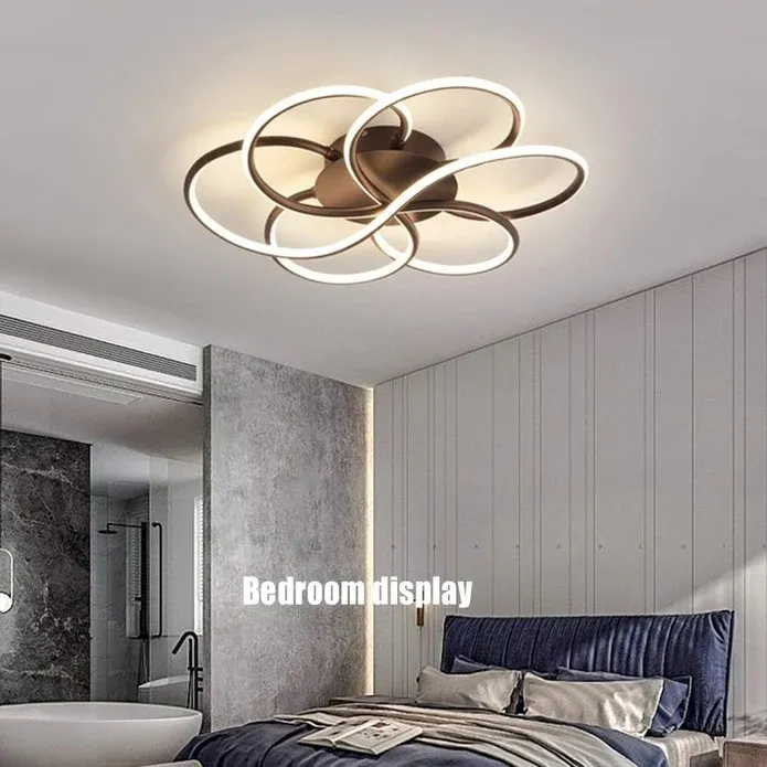 BAMDECOR AD2585 Black Creative Flower Shape Design Ceiling Lamp Acrylic Flush Mount Chandelier — image 2