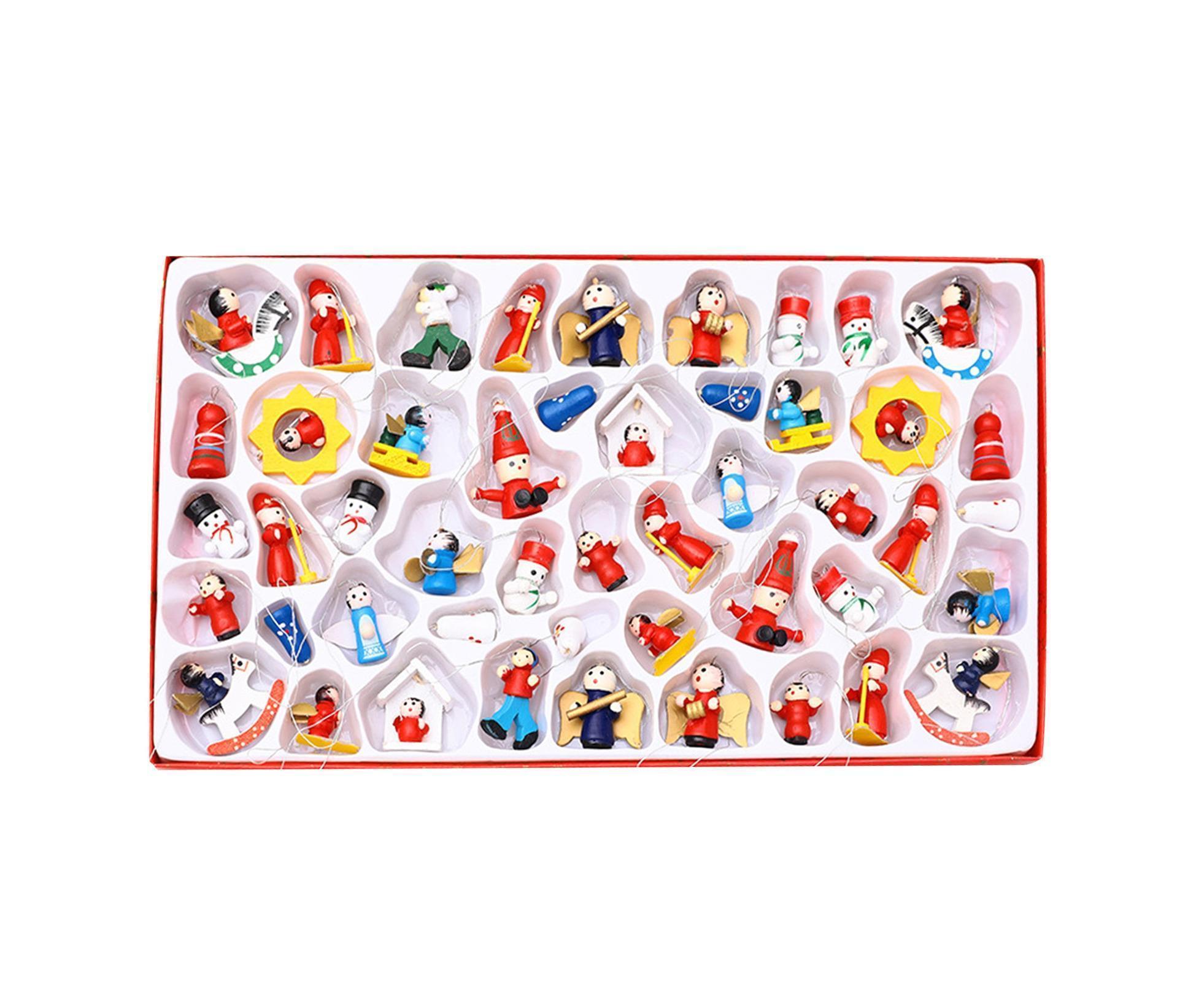 48Pcs Xmas Pendants Multi Shapes Wooden-Multicolor — image 2