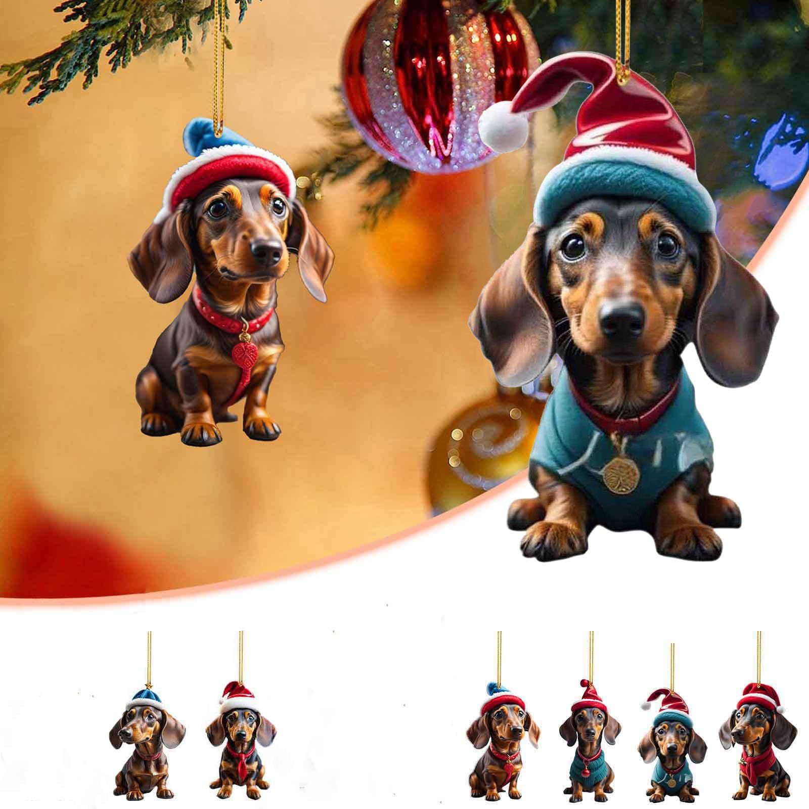 Tree Decoration Dog Car Pendant Set Christmas Decoration Acrylic Car Pendant Cute Dog Pendant Family Ornament (9PCS) — image 3