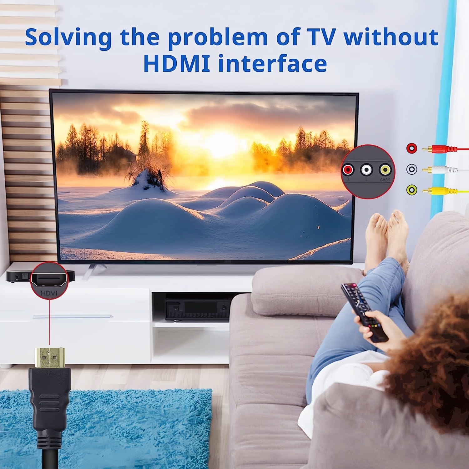 Chenduomi HDMI to RCA TV Cable HDMI Male to 3 RCA Female av Cable Video Audio Component Converter Adapter 1080P Cable for HDTV Black 5ft/1.5m — image 2