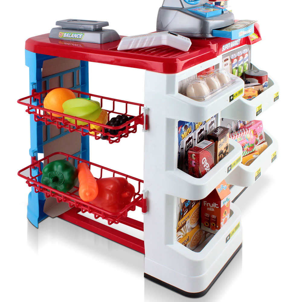 Keezi Kids Pretend Role Play Supermarket 24 Piece Playset Cash Register Trolley โ image 4