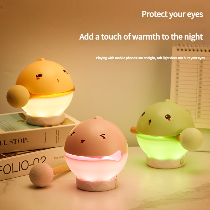 Portable rechargeable tapping control night light- 3-Level Dimmable Bedside Lamp(pink) โ image 3