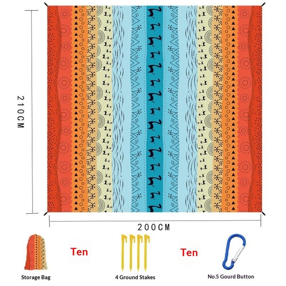 Beach Blanket Waterproof Sandproof Extra Large Beach Mat for Adults Quick Drying Durable Outdoor Picnic Mat for Beach Travel Camping Hiking（Bohemian 210 * — image 5