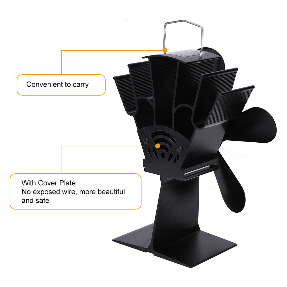 Wood Heater Fan Eco Heat Powered Self-Powered Silent for Fireplace Stove Burner — image 4