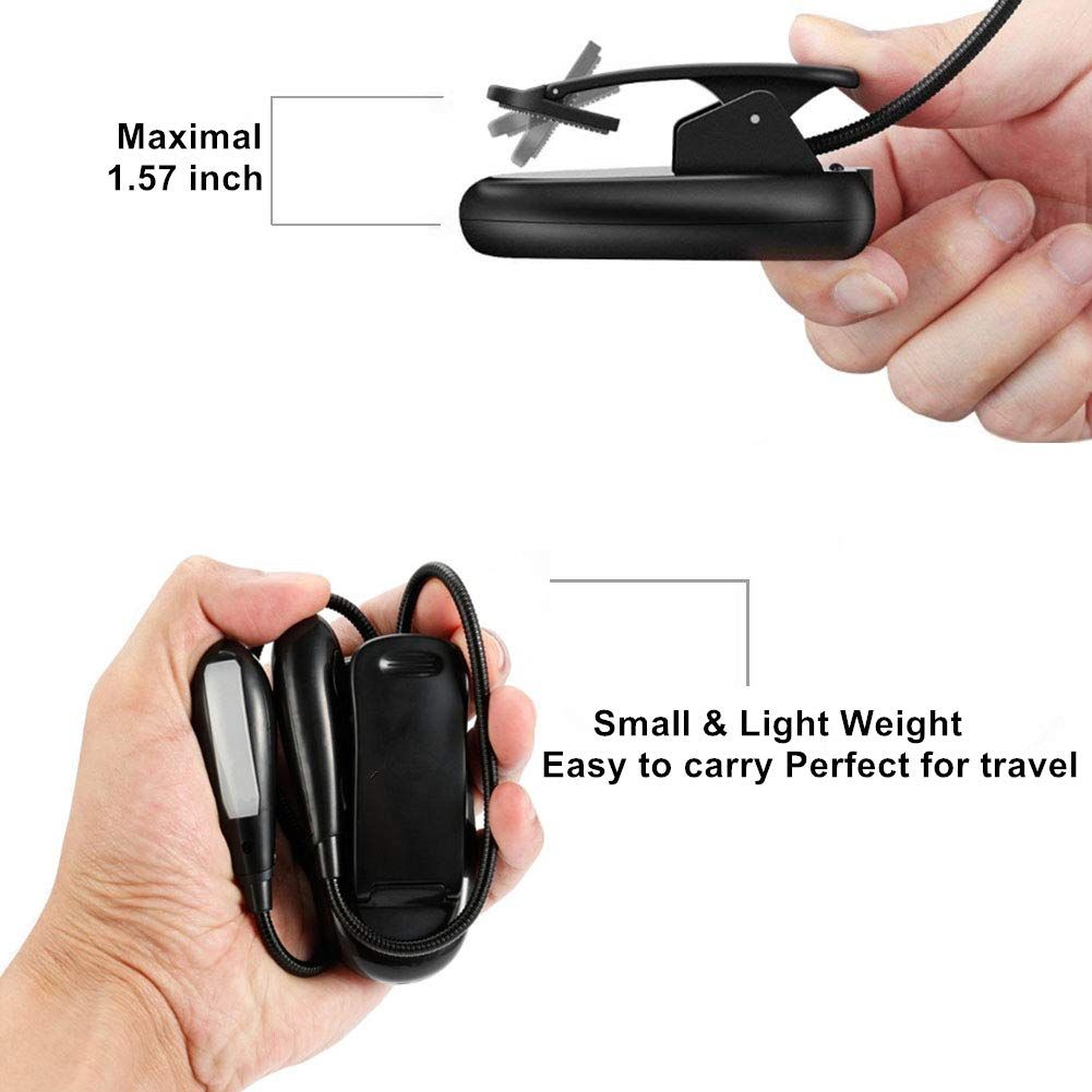 Reading Light Rechargeable Book Light with Clip On Lamp with Flexible Goose Neck, Perfect for Music Stand,Travel — image 5