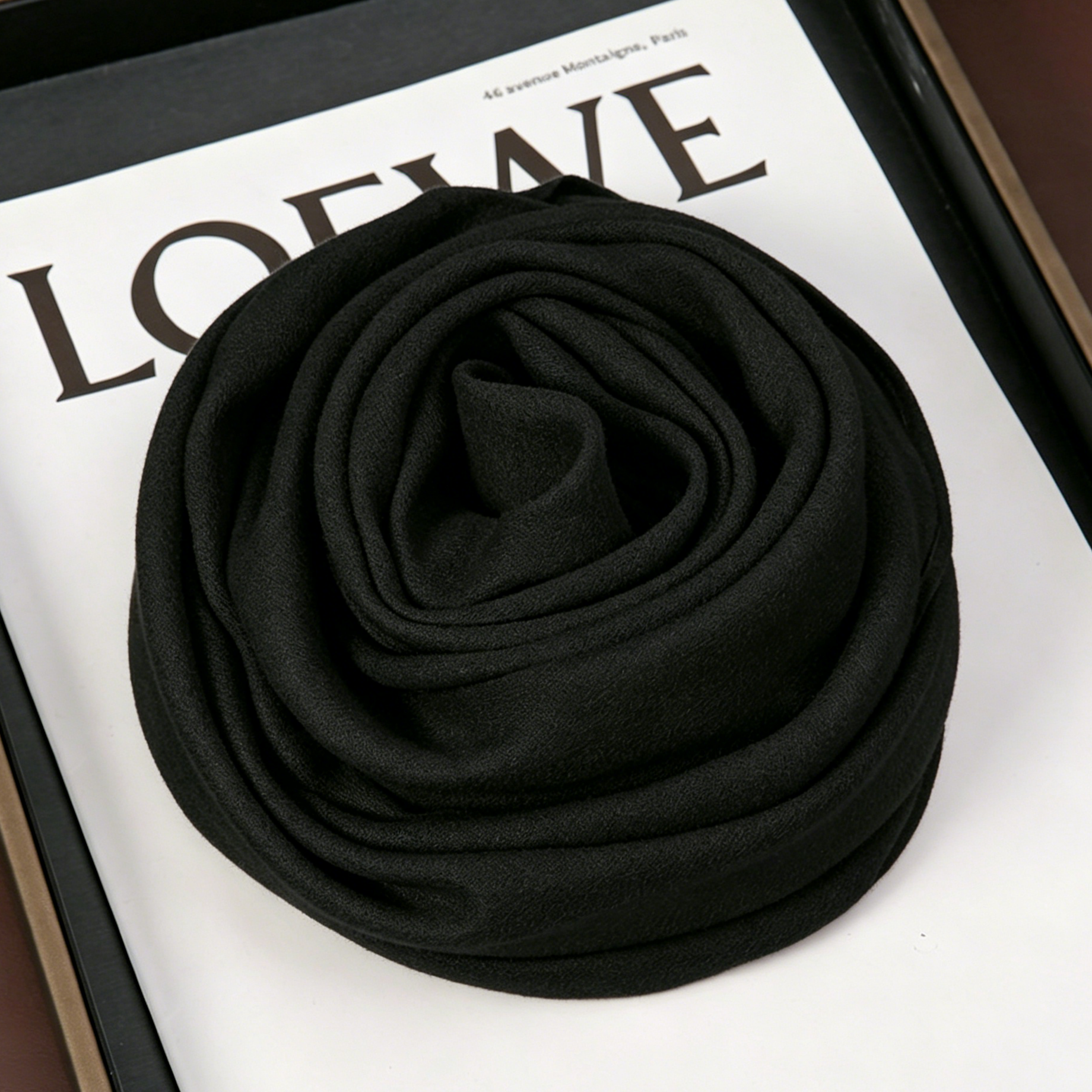 Black 90 × 90cm Women Solid Colour Square Scarf - Lightweight Polyester Head Scarf and Shawl Wrap, Soft Casual Neck Scarf for Travel, Hair Styling and Everyday — image 2
