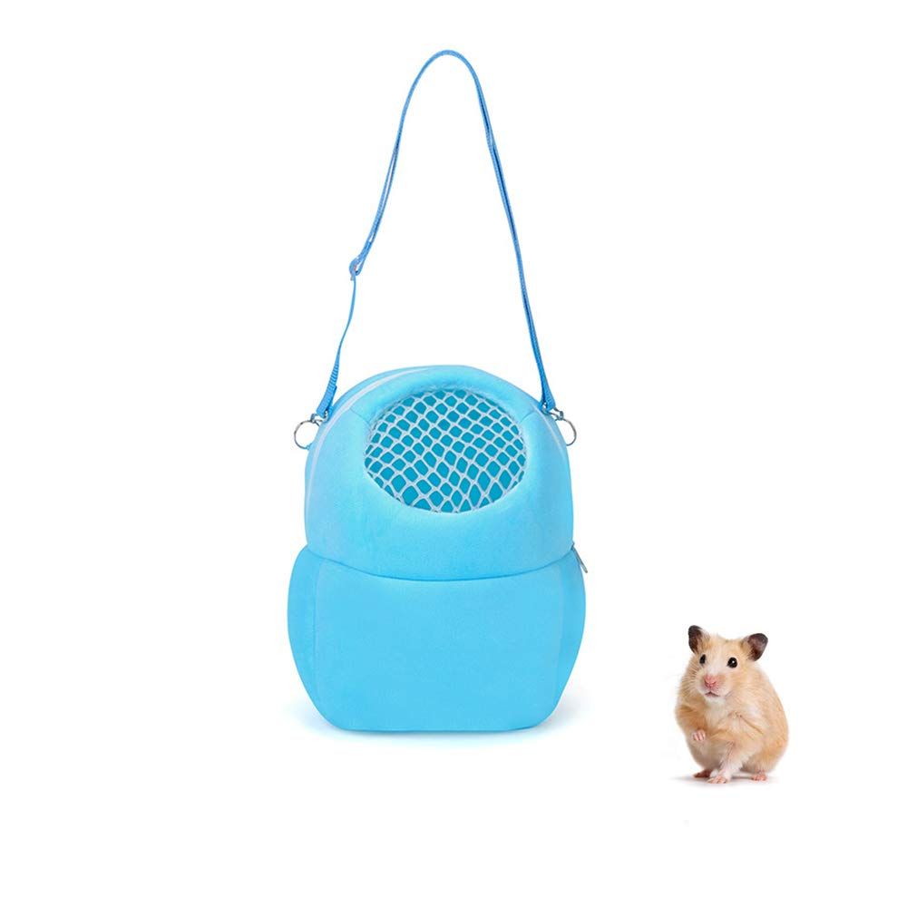 Pet Carrier Bag, Portable Outgoing Travel Handbags with Nylon Straps Small Pet Pouchfor Hamster Rat Hedgehog Rabbit (S, Blue)