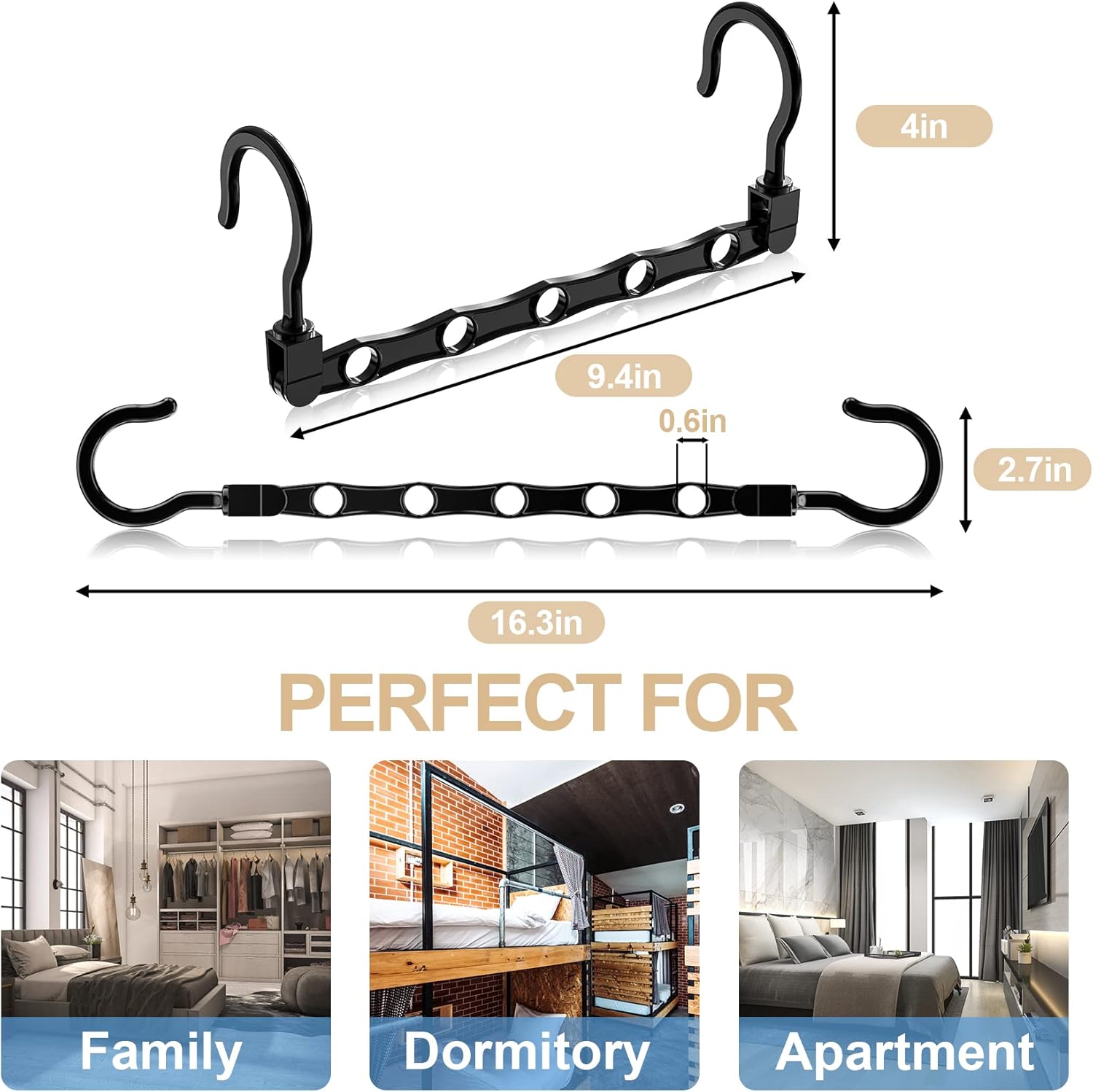 8 Pack Hangers Space Saving Magic Space Saver Storage Smart Plastic Clothes Hanger Organizer Closet Organizers and Storage for Closet Wardrobe Apartment — image 3