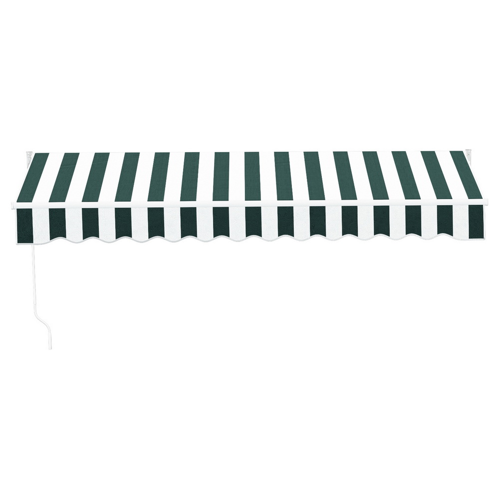 Instahut Retractable Folding Arm Awning Manual Sunshade 3Mx2.5M Green White β image 3