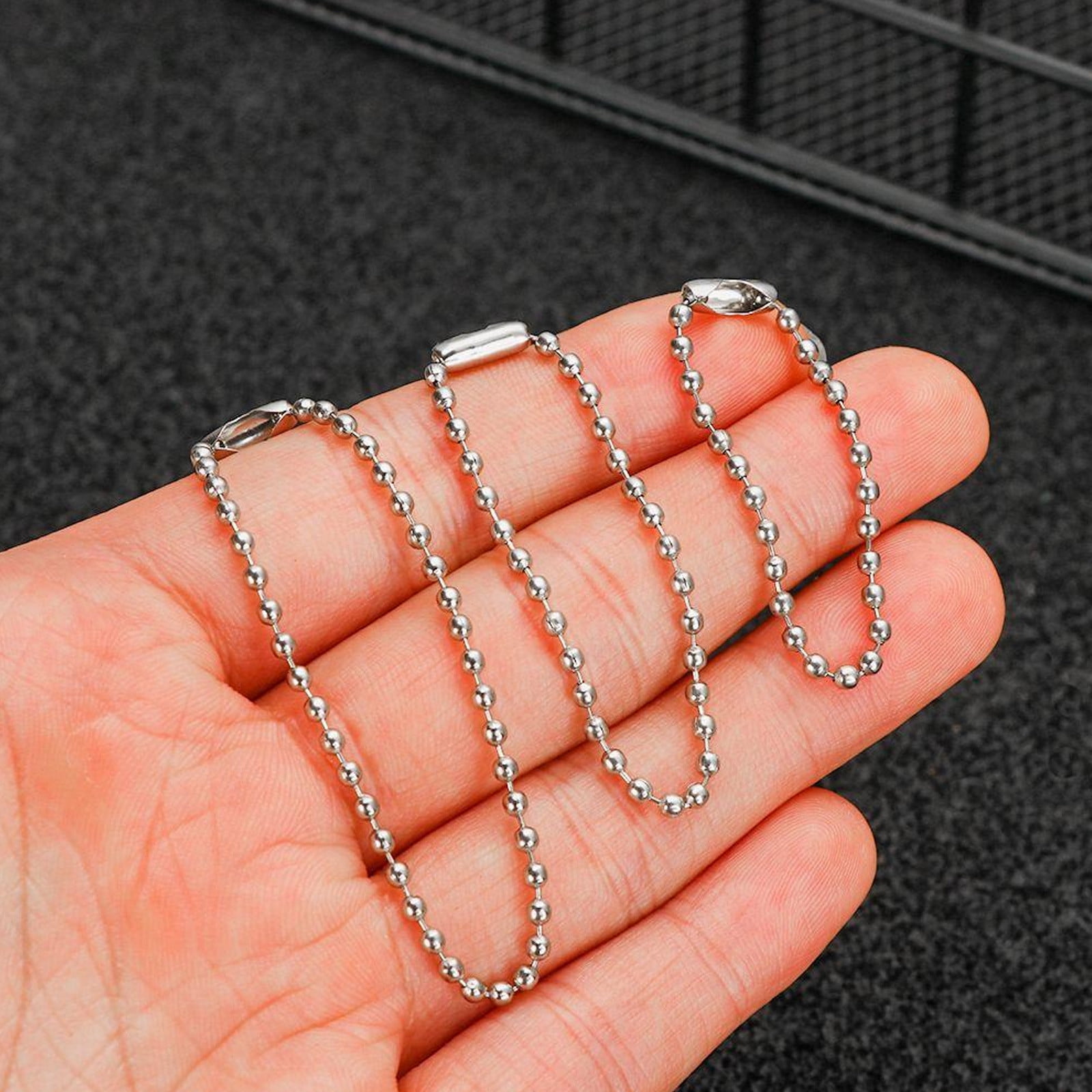 100 Pack Metal Ball Chain Necklace, 2.4 mm Beaded Chain for Dog Tags Jewelry Making Crafts and Keychains, Silver โ image 6