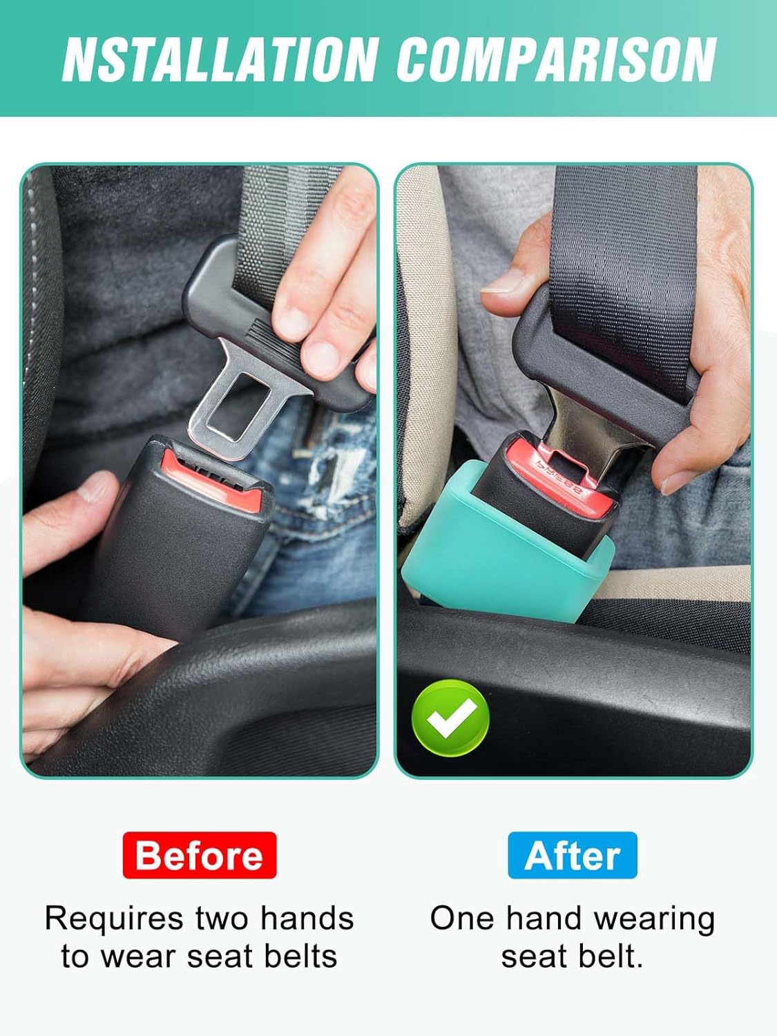 2 PCS Seat Belt Buckle Holder, Silicone Seatbelt Buckle Booster to Makes Receptacle Stand Upright for Easy Access (Mint Green) โ image 5