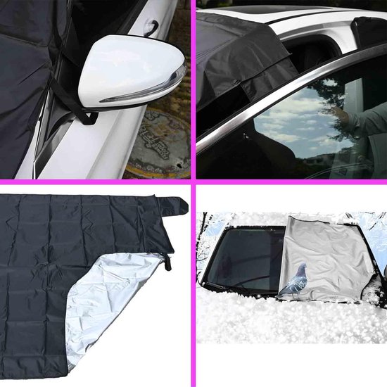 Windshield Cover - 147*90cm Winter Car Windshield Cover - Antifreeze Window Snow Cover - Car Anti-Ice and Antifreeze Snow - Black โ image 3