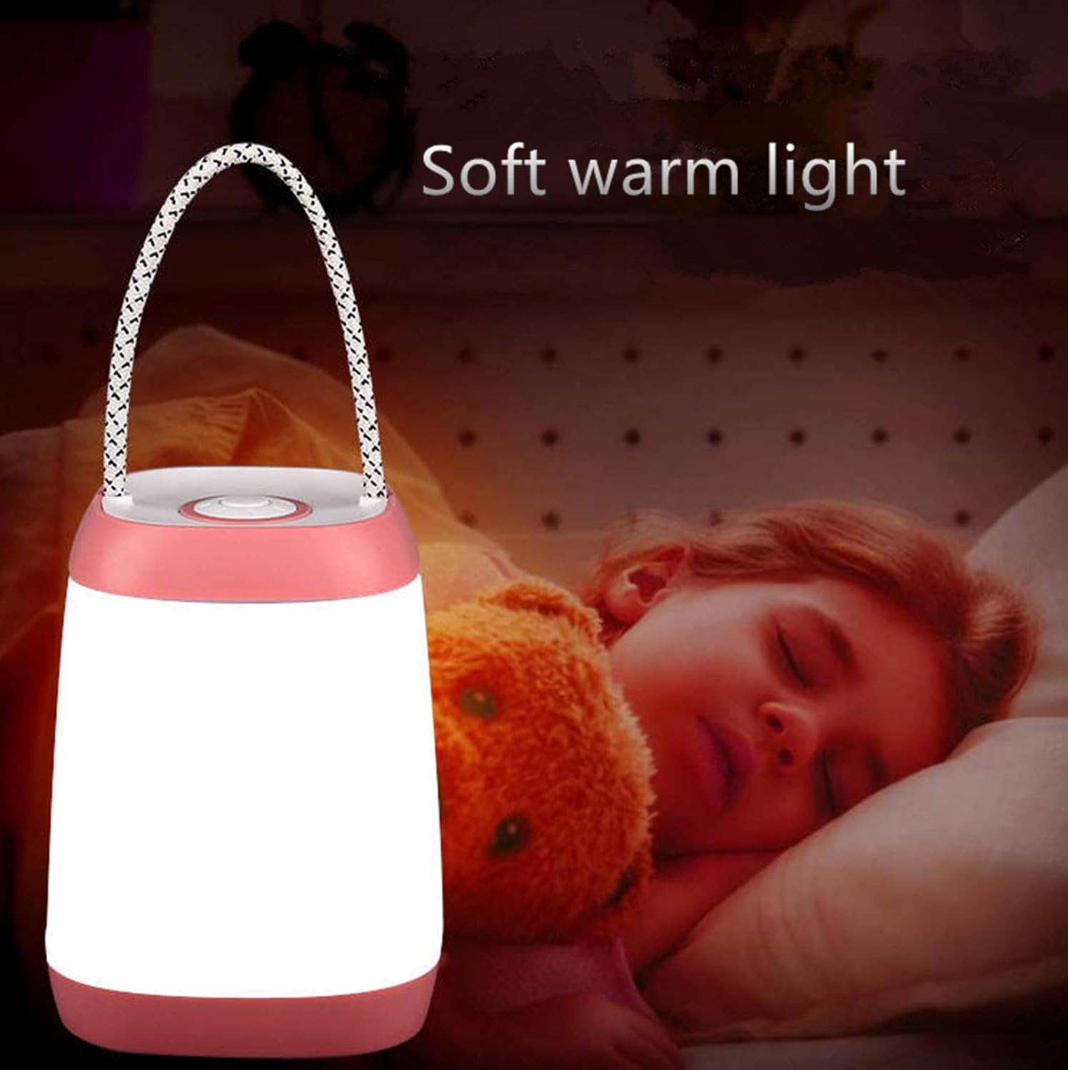 Night Light for Kids, USB Rechargeable Nursery Lamp Portable Camping Lantern with 3 Light Modes for Camping,Emergency,Bedroom,Indoor and Outdoor(Pink, 1 Pack) — image 3