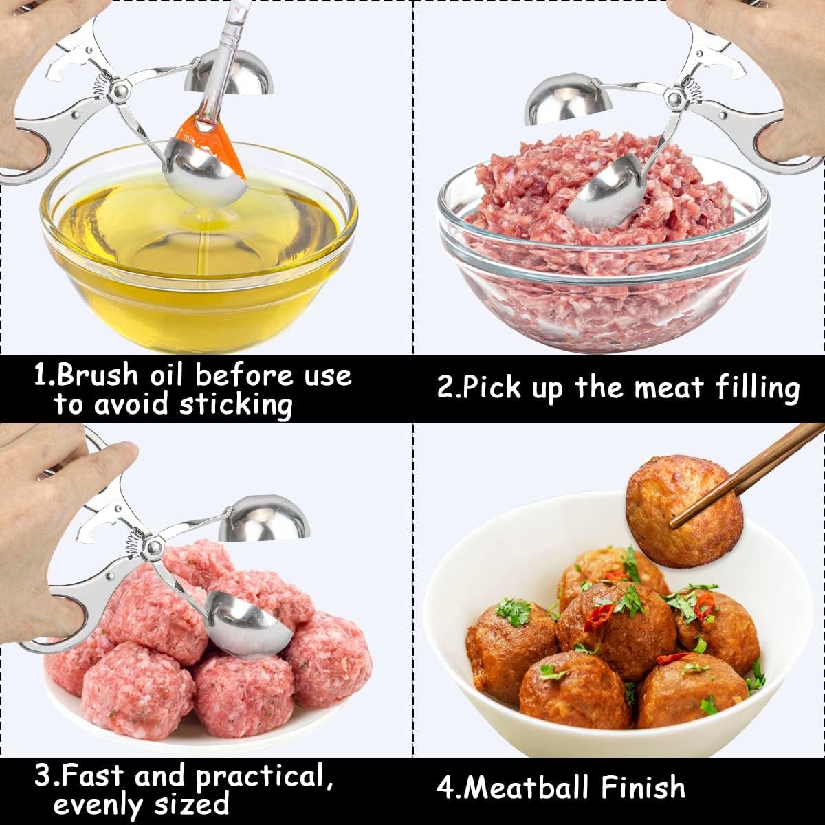 Meatball maker - Professional Meatball tongs - Portable Meatball maker - Multifunctional Meatball tongs - Meatball spoon - Meatball tongs - BBQ Tongs — image 2