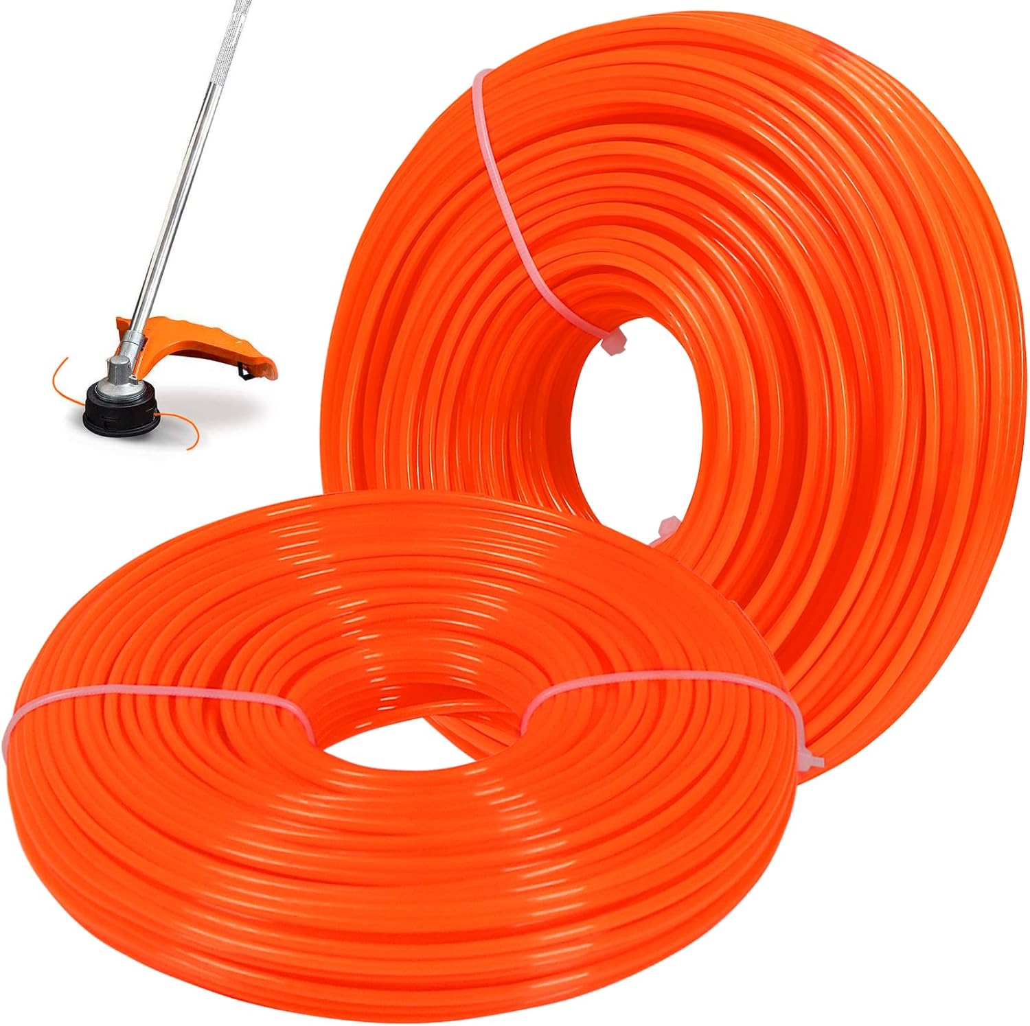 String Trimmer Line 0.095-Inch, 328 Feet 2.4mm Round Nylon Weed Eater String for Grass, Weeds and Brush, Universal Fit for Gas and Electric Trimmers (Orange